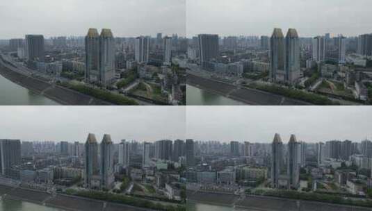 城市航拍湖北宜昌宜化大楼高清在线视频素材下载