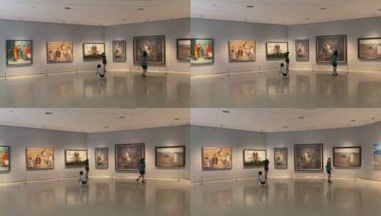 山东美术馆油画、雕塑、绘画作品展高清在线视频素材下载