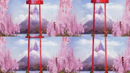 樱花飘落 富士山高清在线视频素材下载