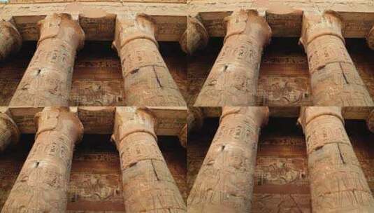 古埃及神庙的石柱大厅高清在线视频素材下载