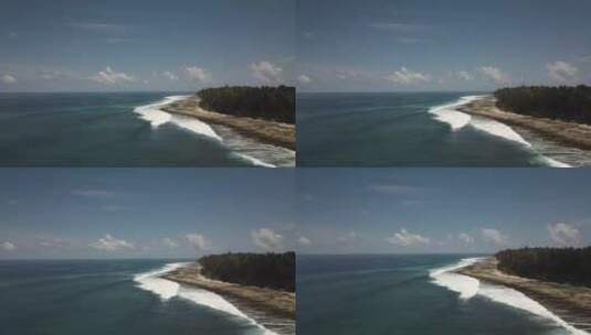 海岸边的海浪无人机高清在线视频素材下载