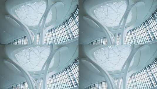 机场现代风格建筑抽象结构穹顶高清在线视频素材下载