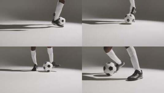特写腿部踢足球高清在线视频素材下载