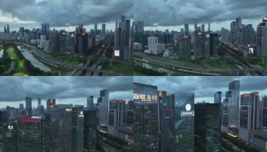 深圳高新园科技园夜景航拍全景高清在线视频素材下载
