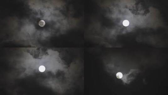 乌云遮月-夜晚月亮高清在线视频素材下载