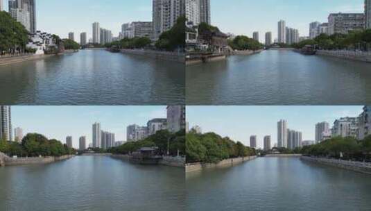 常州京杭大运河航拍高清在线视频素材下载