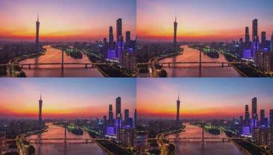 广州猎德大桥广州塔珠江新城夜景延时高清在线视频素材下载