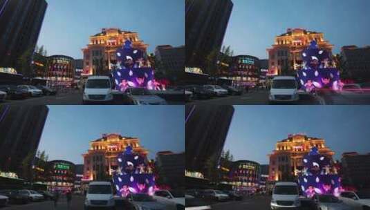 北京大兴绿地缤纷城夜景街景人流延时高清在线视频素材下载