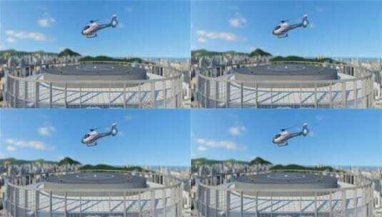 三维飞机 飞机停机场 楼顶停机场 停机坪高清在线视频素材下载