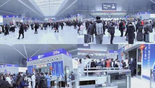 郑州东站火车站候车厅高清在线视频素材下载
