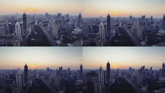 上海浦西延安高架航拍空镜高清在线视频素材下载