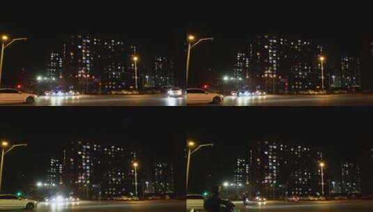 路口小区住宅夜景高清在线视频素材下载