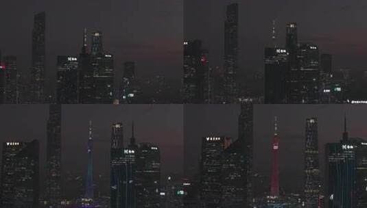夜晚广州城市航拍/广州塔/中国经济/广州CBD高清在线视频素材下载