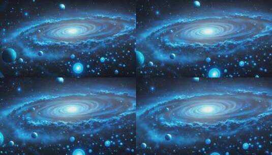 梦幻蓝色星系宇宙场景高清在线视频素材下载