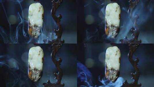 和田玉玉雕挂件特写高清在线视频素材下载