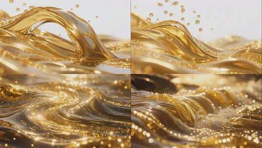 金色液体流动素材高清在线视频素材下载