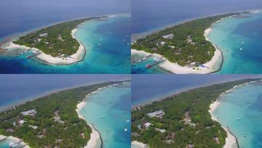 航拍白色沙滩的岛屿高清在线视频素材下载