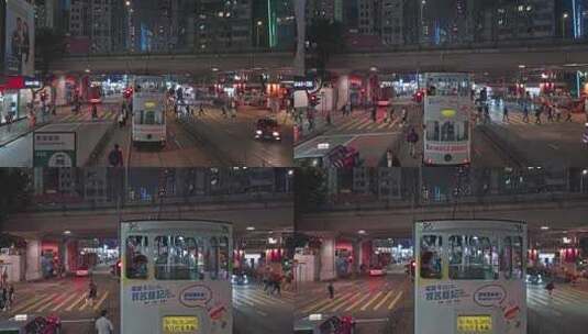 香港行驶的叮叮车二层视角高清在线视频素材下载