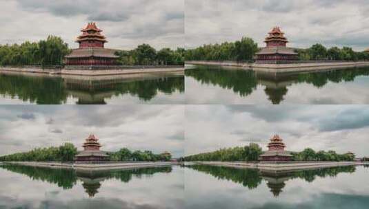 北京故宫角楼护城河古建筑文化历史阁楼高清在线视频素材下载