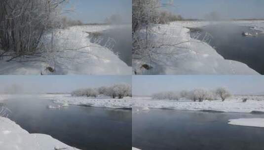 乌苏里江湿地雾凇高清在线视频素材下载