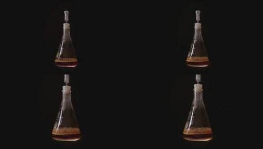 烧瓶中啤酒液在酵母催化下发酵的过程高清在线视频素材下载