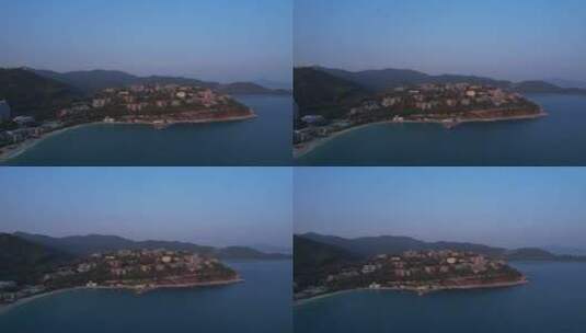 月亮下的万科天琴湾海景别墅高清在线视频素材下载