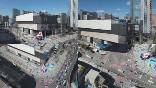 五一广场十字路口航拍4K高清在线视频素材下载