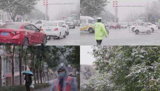 4k下雪花 城市小雪 南方初雪 节气高清在线视频素材下载