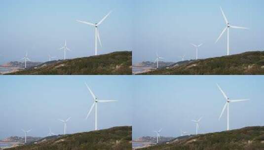 海岛上风力发电场高清在线视频素材下载
