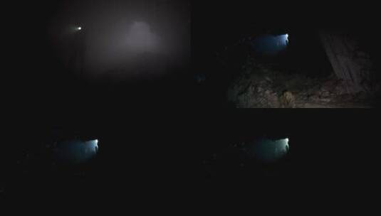 洞里黑暗中的人影山洞探索高清在线视频素材下载