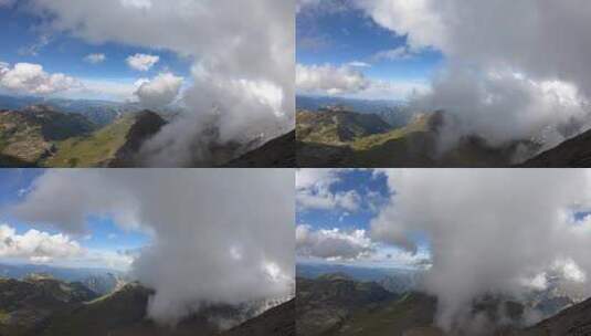 延时：阿尔卑斯山瑞士岩石山脉上移动的云层高清在线视频素材下载