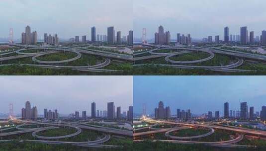 延时摄影城市高架桥立交桥桥梁交通夜景车流高清在线视频素材下载