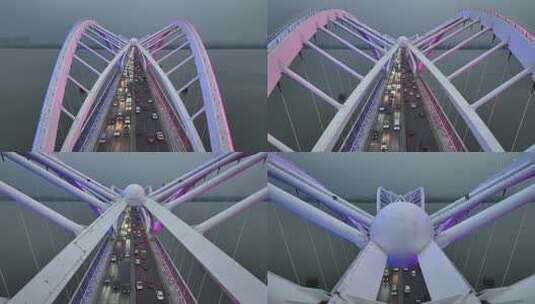 杭州九堡大桥航拍高清在线视频素材下载