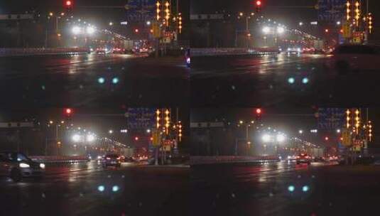 晚上红绿灯路口的车流高清在线视频素材下载