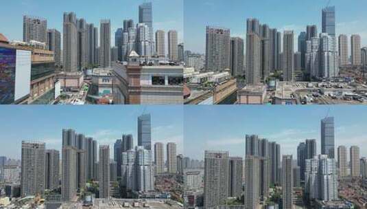 航拍湖北武汉汉口城市建设武汉CBD高清在线视频素材下载