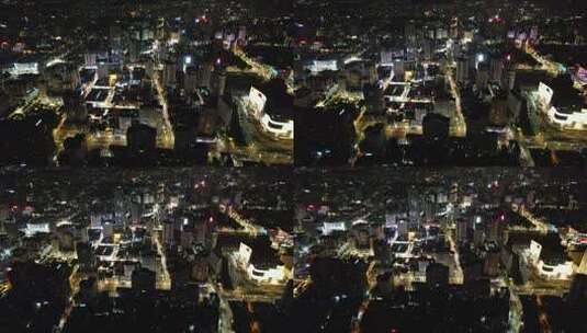 云南昆明商业圈城市夜景灯光航拍高清在线视频素材下载