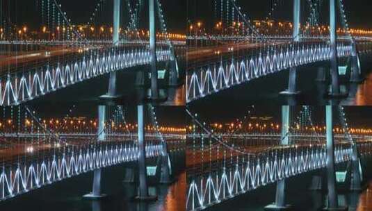 大连 夜景 大连星海湾跨海大桥高清在线视频素材下载