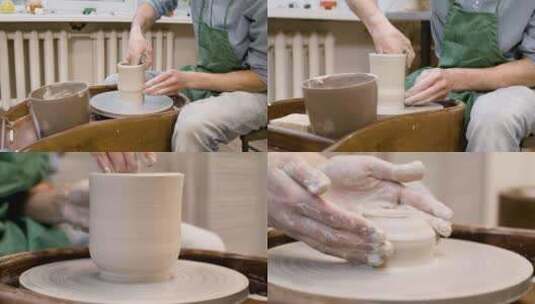 古代制作陶瓷工艺高清在线视频素材下载