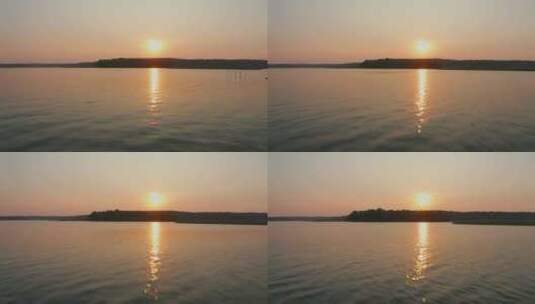 日落湖空中拍摄雄伟的太阳高清在线视频素材下载