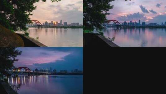 【4K超清】惠州隆生大桥日落晚霞高清在线视频素材下载