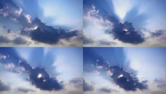 乌云遮挡太阳丁达尔效应云彩散去天空延时!高清在线视频素材下载