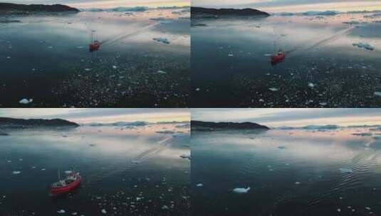冰川，北极，形式在海面上的快艇高清在线视频素材下载