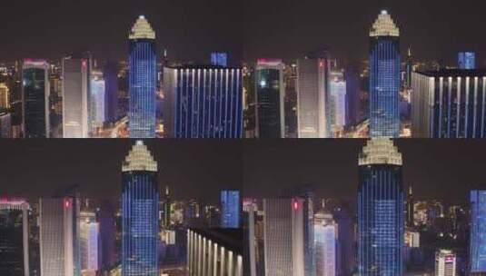 航拍武汉城市建筑夜景高清在线视频素材下载