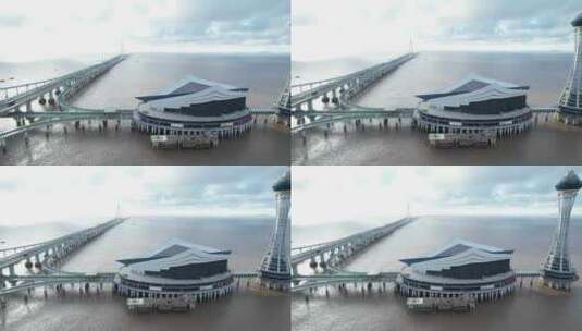 杭州湾跨海大桥高速上的海天一洲高清在线视频素材下载
