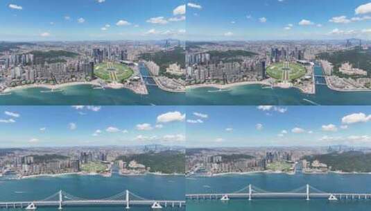 跨海大桥 海滨城市 星海湾大桥高清在线视频素材下载