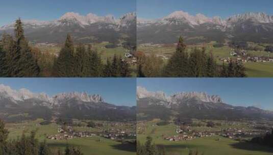 航空：蒂罗尔，晴天和山脉全景，无人机拍摄阿尔卑斯山高清在线视频素材下载