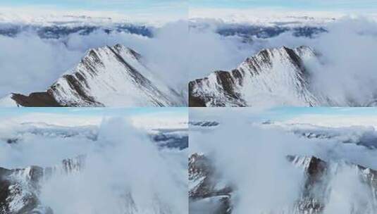 航拍川西美丽雪山风景夹金山航拍美景高清在线视频素材下载