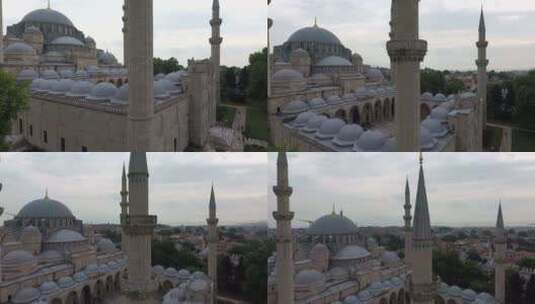 航拍苏莱曼尼耶清真寺高清在线视频素材下载