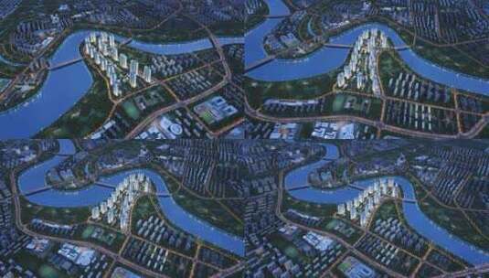 城市江景房区位交通三维航拍动画高清在线视频素材下载