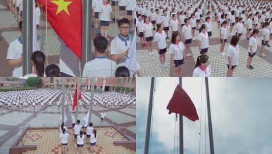 校园学生校园生活学生升旗仪式视频高清在线视频素材下载